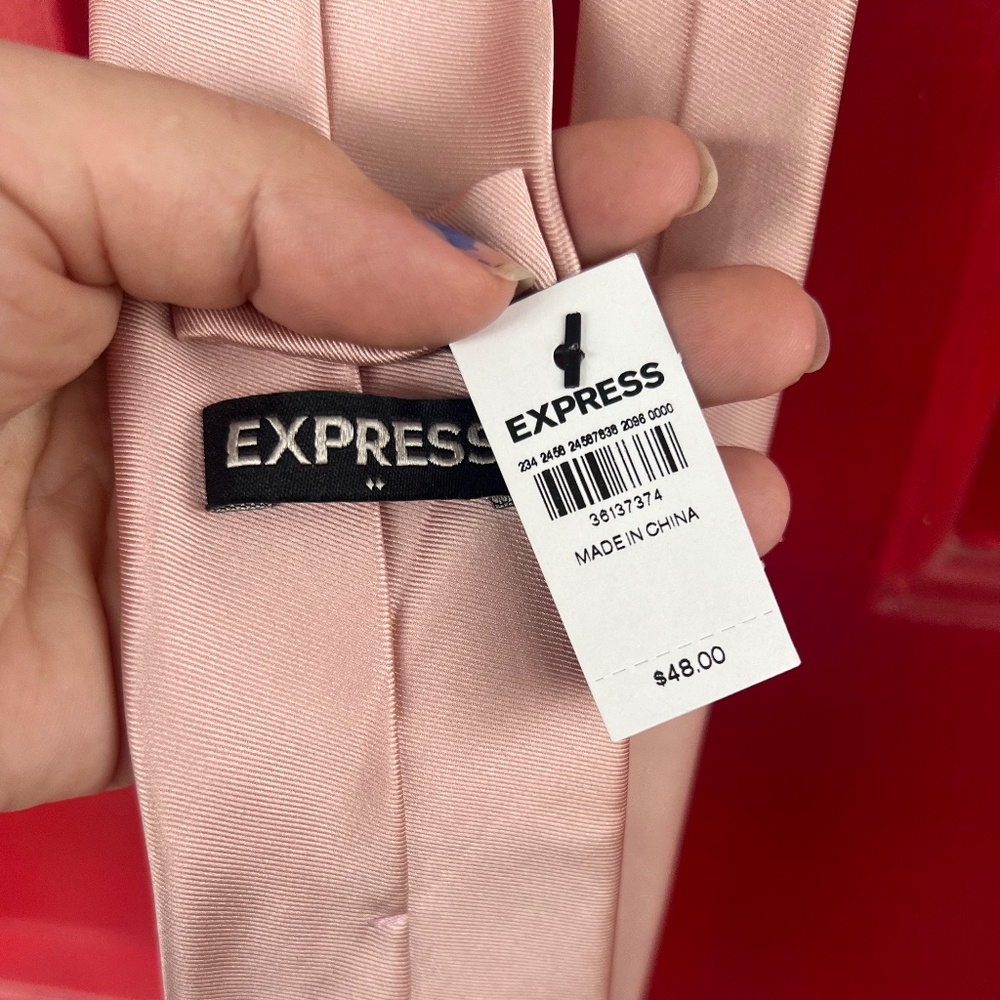 Express New Men's Tie Pink Polyester Wedding Formal Prom Professional Office